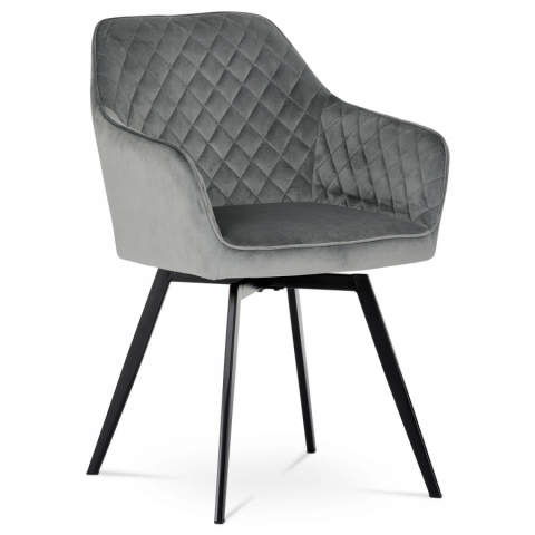 Jídelní židle, potah šedá sametová látka, kovové nohy, černý matný lak DCH-425 GREY4