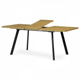 Jídelní rozkládací stůl 140 -180x85 3D dekor divoký dub kovové nohy černý mat HT-780 OAK 