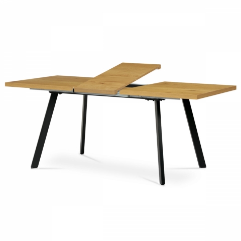 Jídelní rozkládací stůl 140+40 x85 3D dekor divoký dub kovové nohy černý mat HT-780 OAK 