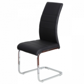 Jídelní židle, potah černá ekokůže, kovová pohupová podnož, lesklý chrom DCL-408 BK