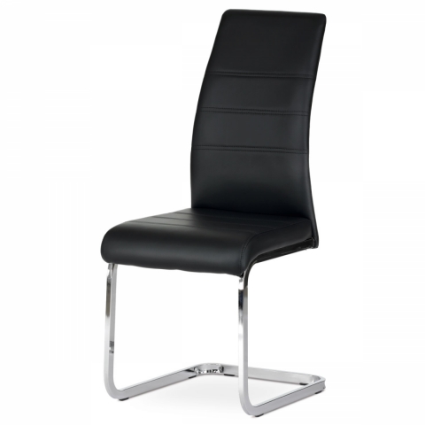 Jídelní židle černá ekokůže, kovová pohupová podnož lesklý chrom DCL-408 BK 