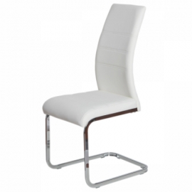 Jídelní židle, potah bílá ekokůže, kovová pohupová podnož, lesklý chrom DCL-408 WT
