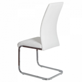Jídelní židle, potah bílá ekokůže, kovová pohupová podnož, lesklý chrom DCL-408 WT