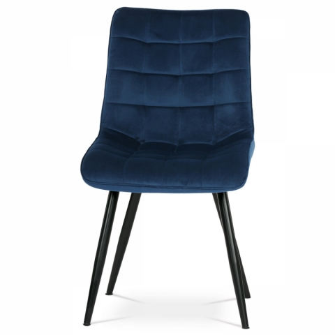 Jídelní židle modrý samet, nohy černý kov CT-384 BLUE4 