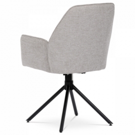 Jídelní židle v krémové látce s područkami, otočná s vratným mechanismem - funkce reset, kovové podnoží v černé barvě HC-522 CRM2