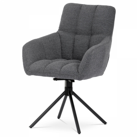 Jídelní židle šedá bouclé, otočný mechanismus 180°, nohy černý kov HC-531 GREY2 
