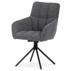 Jídelní židle, šedá látka BOUCLÉ, otočná  s vratným mechanismem - funkce reset, černé kovové nohy HC-531 GREY2
