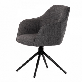 Židle jídelní a konferenční, tmavě šedá látka, černé kovové nohy, otočná P90°+ L 90° s vratným mechanismem - funkce rese HC-536 GREY2
