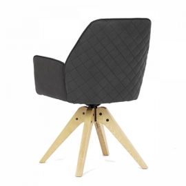 Židle jídelní s područkami, černá látka, dubové nohy, otočná P90°+ L 90° s vratným mechanismem - funkce reset HC-539 BK3