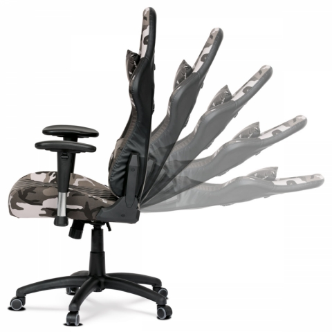 Kancelářská židle maskáčová černá, houpací mechanismus, KA-N832 CAMO 