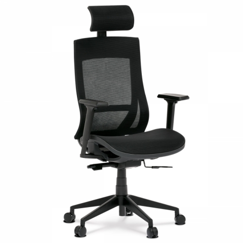 Kancelářská židle černá MESH síťovina, 2D područky, kolečka pro tvrdé podlahy KA-W002 BK 