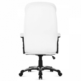 Kancelářská židle, bílá koženka, plast ve stříbrné, kolečka pro tvrdé podlahy KA-Y287 WT