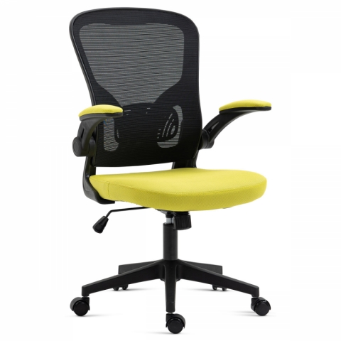 Kancelářská židle žlutá látka sklápěcí područky KA-V318 YEL 