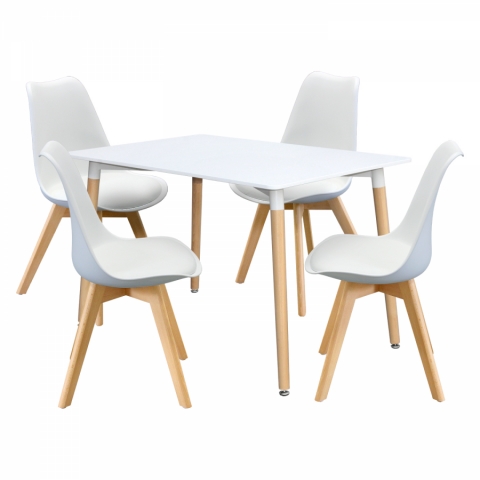 Jídelní stůl 120x80 UNO bílý + 4 židle bílé QUATRO 4506
