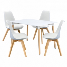 Jídelní stůl 120x80 QUATRO bílý + 4 židle QUATRO bílé