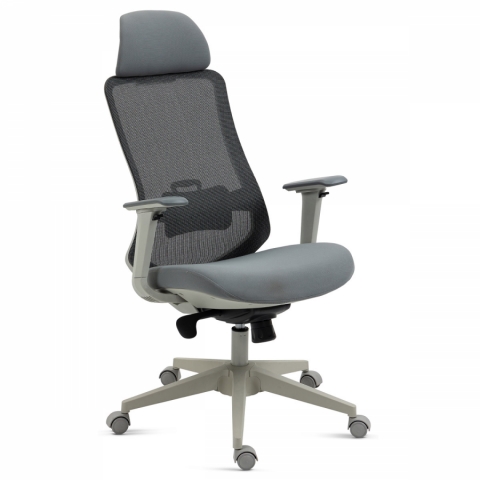 Kancelářská židle šedá průžná látka a mesh 4D područky KA-V321 GREY