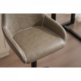 Barová židle šedá látka dekor vintage kůže chromová podnož AUB-716 GREY3