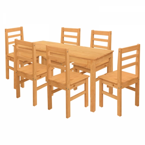 Jídelní set stůl 150x75 + 6 židle TORINO med vosk 