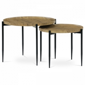 Set 2ks konferenčních stolů, MDF dekor divoký dub, černé kovové nohy. AF-601 OAK