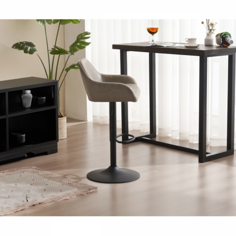 Židle barová, potah šedá látka v dekoru vintage kůže, chromová podnož AUB-716 GREY3