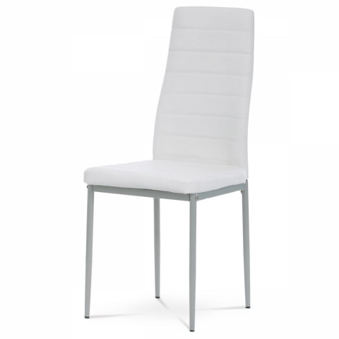 Jídelní židle bílá koženka šedý kov DCL-377 WT 