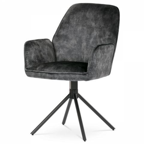 Jídelní konferenční židle, černá látka dekor žíhaný samet kovové černé nohy HC-511 BK4 