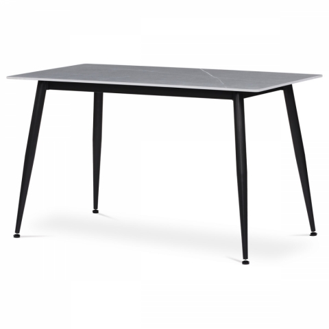 Jídelní stůl 130x70 x76 slinutý kámen matný mramor, černé kovové nohy HT-403M GREY 