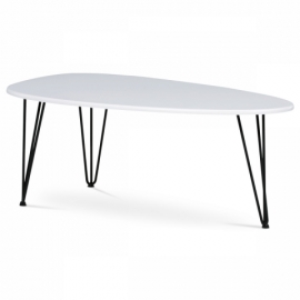 Konferenční stolek oválný MDF deska, bílý matt černý kov AF-3014 WT 
