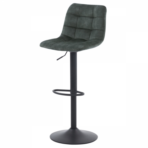 Židle barová, zelená sametová látka, černá podnož AUB-711 GRN4 