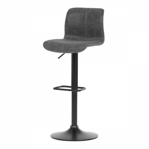Barová židle šedá imitace broušené kůže černá podnož výškově stavitelná AUB-806 GREY3 