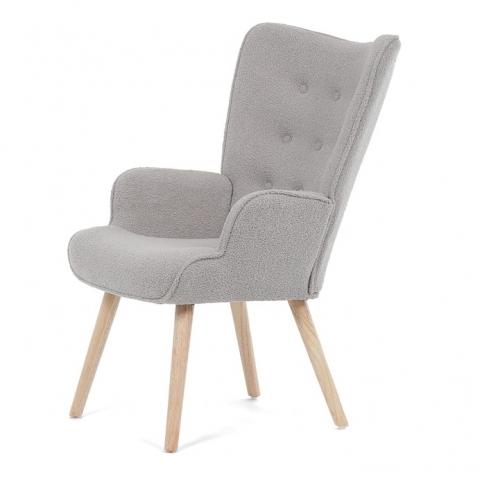 Křeslo ušák, šedá, látka bouclé, AK-309 GREY2