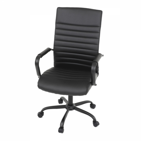 Kancelářská židle černá ekokůže houpací černý kov KA-V306 BK