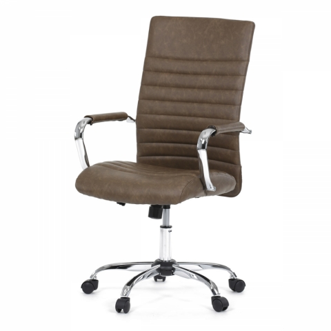 Kancelářská židle hnědá houpací chromový kříž KA-V307 BR 
