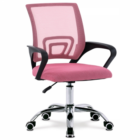 Kancelářská židle růžová síťovina MESH výškově nastavitelná chromovaný kříž KA-L103 PINK 
