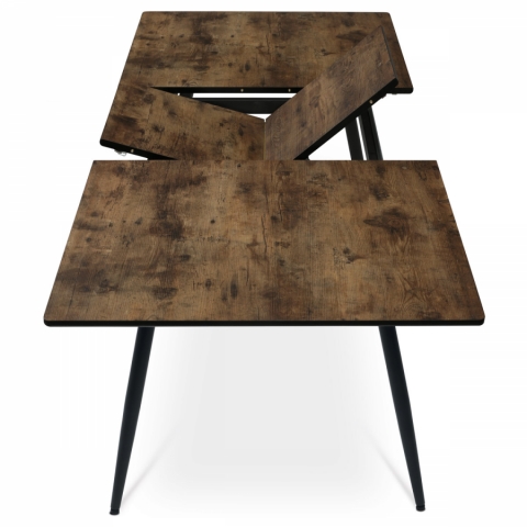 Jídelní stůl 140x80x76 +40 MDF deska dýha staré dřevo kov černý lak HT-921 OLW 
