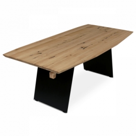 Jídelní stůl až pro 8 osob 200x100 masiv dub zkosená hrana kovová noha černý lak DS-M200 DUB 