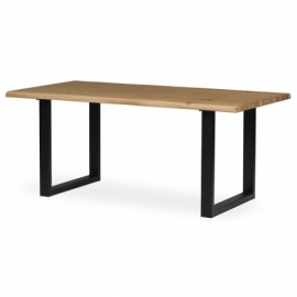 Jídelní stůl 180x90x75 masiv dub, kovová noha ve tvaru písmene U černý lak DS-U180 DUB 