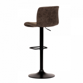 Barová židle hnědá imitace broušené kůže černá podnož výškově stavitelná AUB-806 BR3 