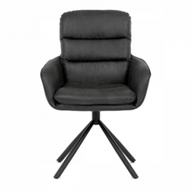 Jídelní židle šedá otočná P 90° + L90° černý kov DCH-356 GREY2 