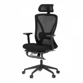 Kancelářská židle křeslo černá MESH opěrka nohou posuvný sedák 2D područky KA-S257 BK