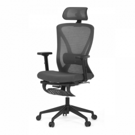 Kancelářská židle křeslo šedá MESH opěrka nohou posuvný sedák 2D područky KA-S257 GREY 