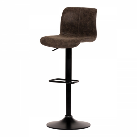Barová židle hnědá imitace broušené kůže černá podnož výškově stavitelná AUB-806 BR3 