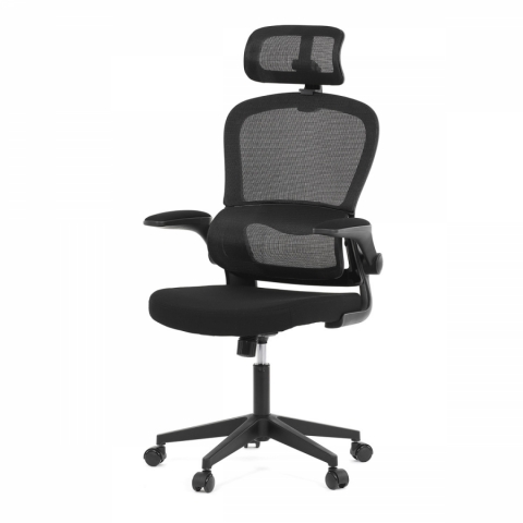 Kancelářská židle černá mesh nastavitelný podhlavník bederní opěrka KA-E530 BK 