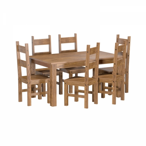 Jídelní set stůl 152x92 + 6 jídelní židle EL DORADO dub antik 