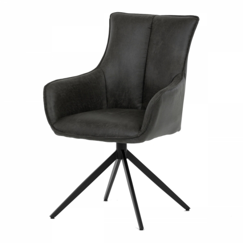 Jídelní židle šedá otočná 360° černý kov DCH-355 GREY2 
