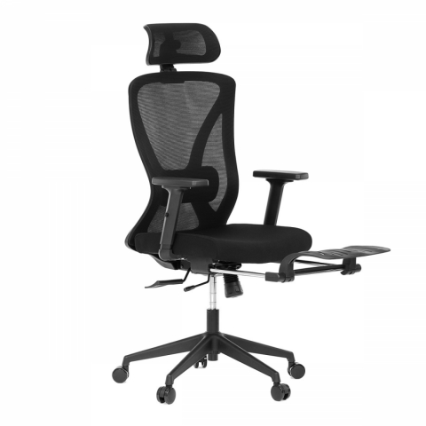 Kancelářská židle křeslo černá MESH opěrka nohou posuvný sedák 2D područky KA-S257 BK