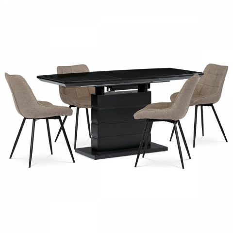 Židle jídelní, krémová látka, nohy černý kov CT-395 CRM2