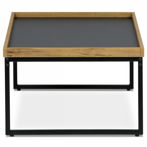 <![CDATA[Konferenční stolek šedý s dekorativní hranou divoký dub černý kov CT-611 OAK Autronic]]>