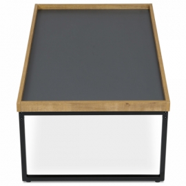 Stůl konferenční, MDF deska šedá s dekorativní hranou divoký dub, černý kov. CT-611 OAK