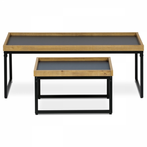 Stůl konferenční, MDF deska šedá s dekorativní hranou divoký dub, černý kov. CT-611 OAK